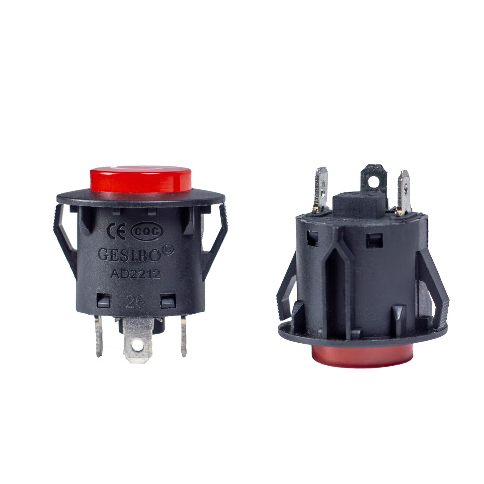 2Pcs 3 Pin Switch for Kids Electric Cars, Push Button, Manual, Red
