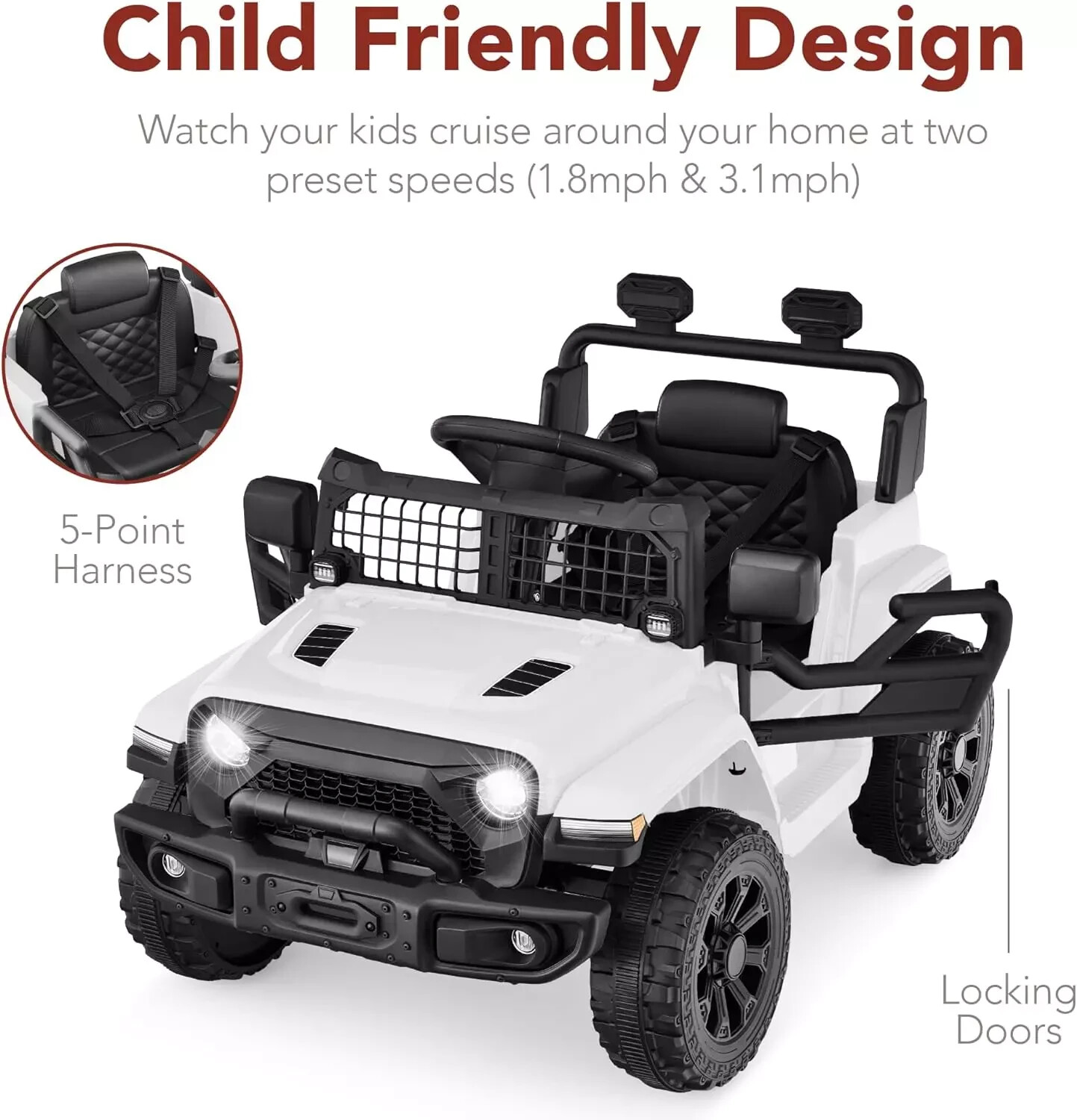 Carro Electrico Para Niños De 3 A 5 Años Montar Manejar Y Jugar Con Luces NUEVO