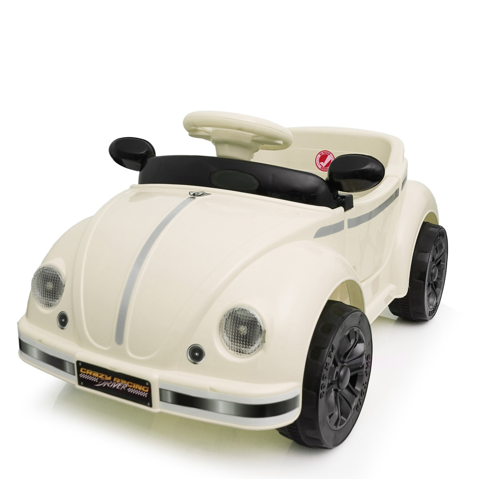 12V Kids Ride On Car Wheel LED USB & Bluetooth Suitable for Kids Aged 2-4 Beige