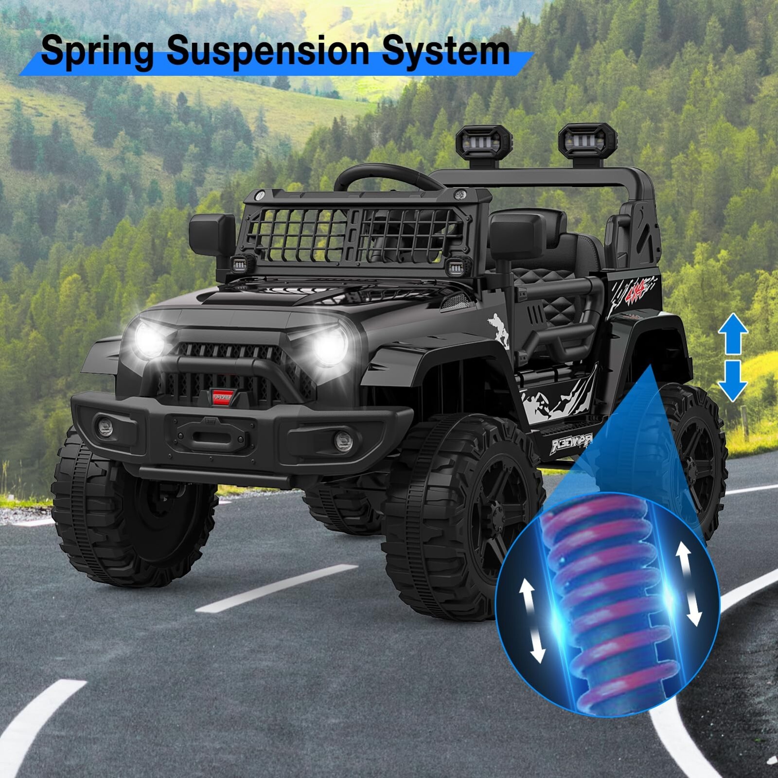 12V Kids Car Power Wheels Ride-on Truck Vehicle with Remote Control &LED Light