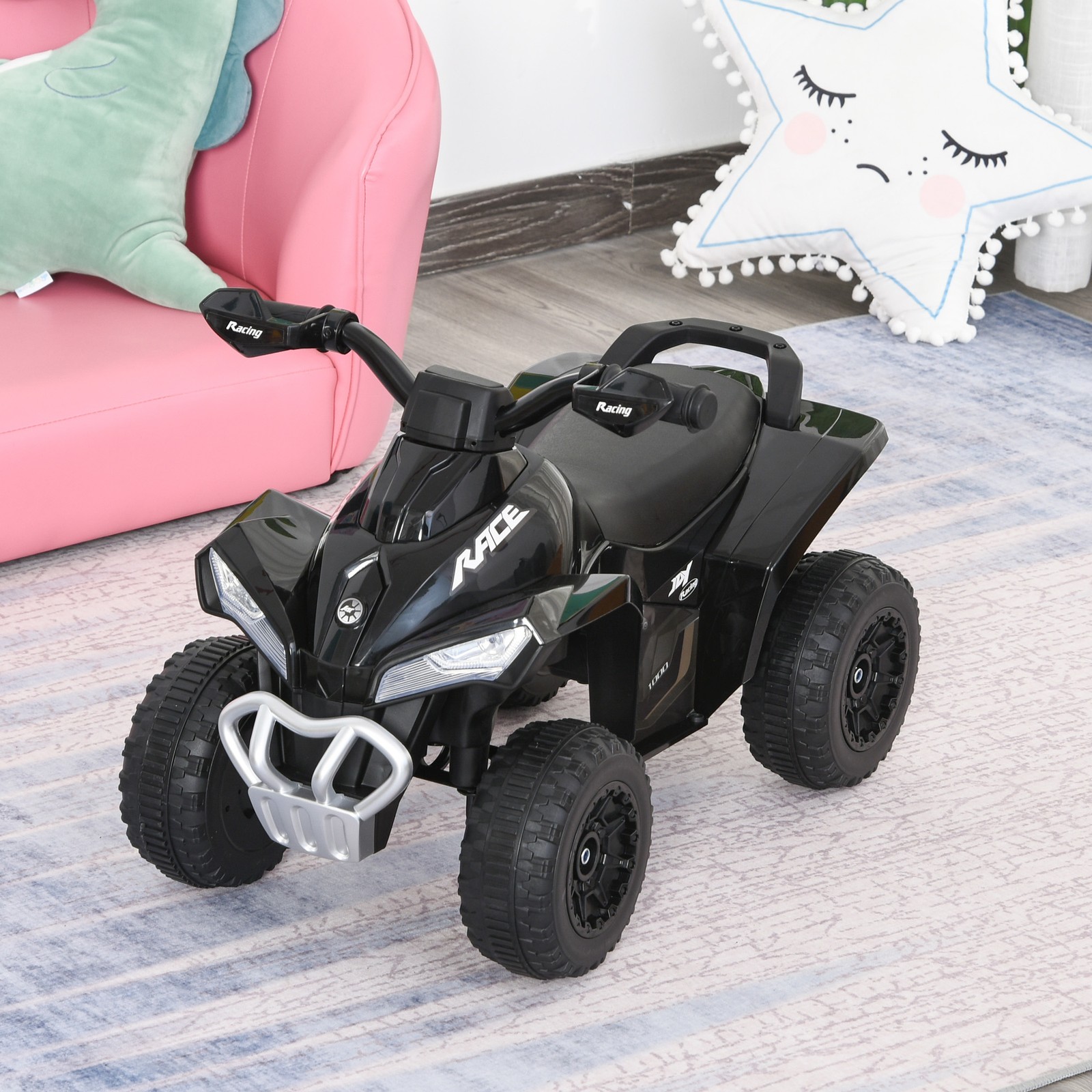 NO Power Kids Ride On Push Car, w/ Music, Lights for 1.5-3, Black