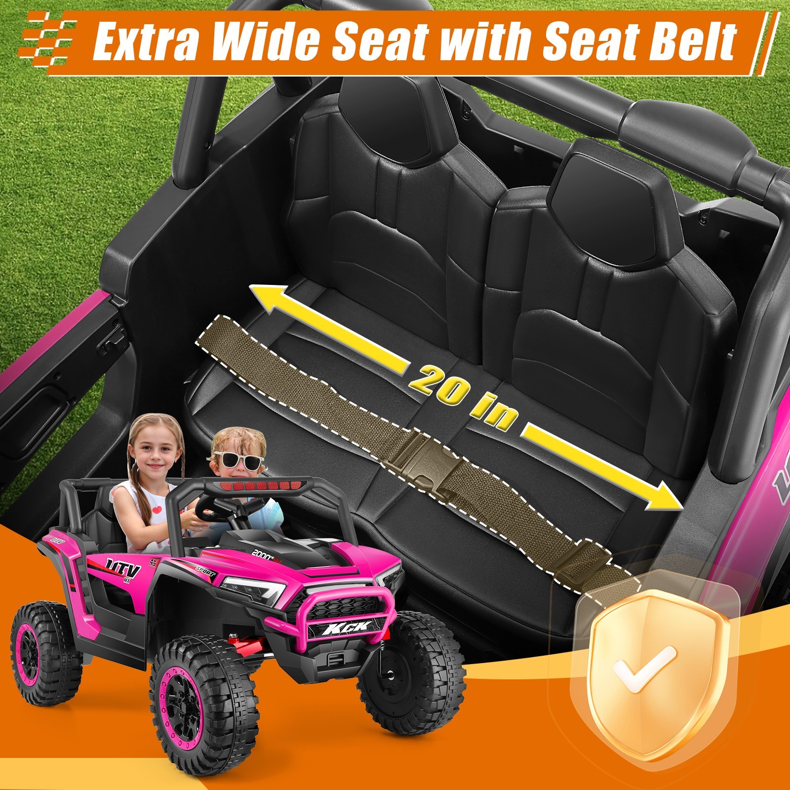 24V 2 Seater Ride on Car for Kids Battery Powered Electric Off-Road UTV Vehicle