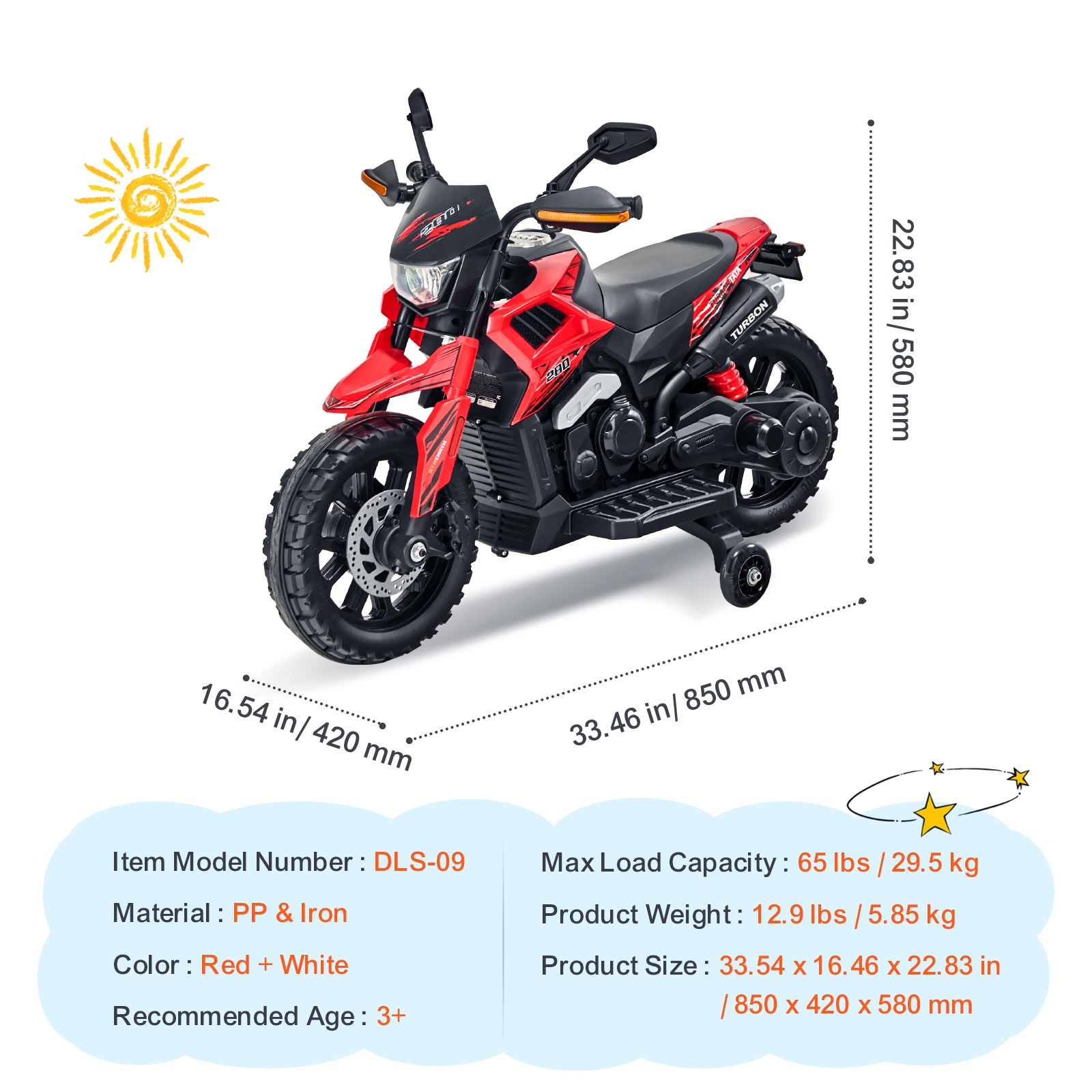 Kids Ride on Motorcycle 6V/12V/36V Electric Motorbike w/2 Wheels,3 Wheels
