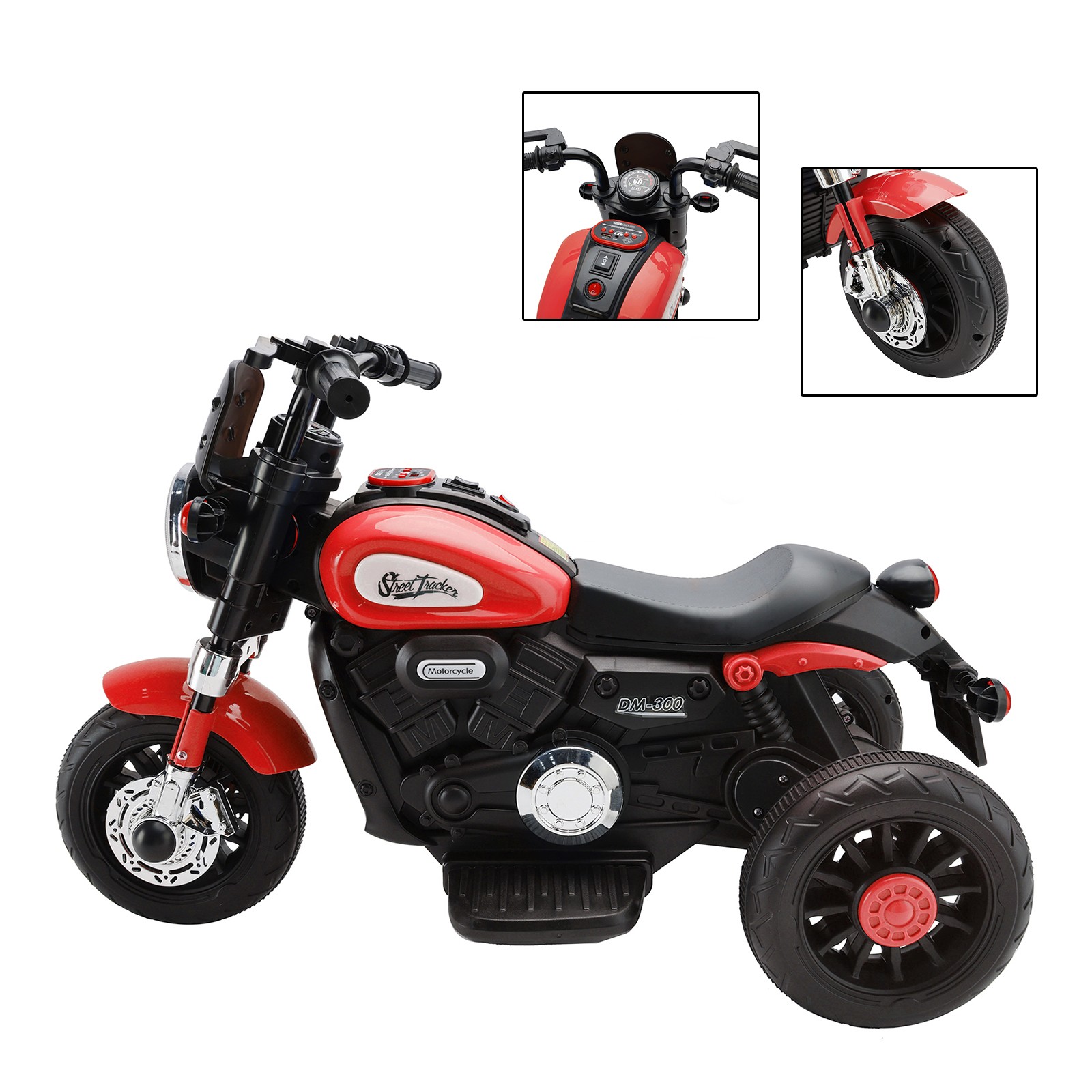 3 Wheel Kids Ride On Motorcycle 6V Powered Electric Dual Drive Toy Car Red