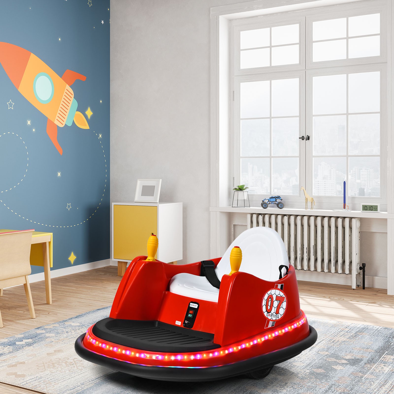 Kids Ride On Bumper Car 6V Vehicle 360° Spin Race Toy w/ Remote Control Red