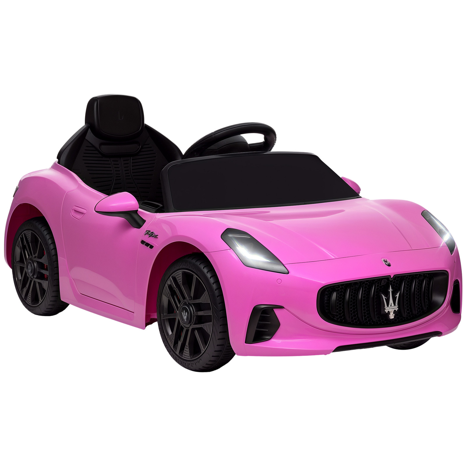 Qaba Maserati Gran Turismo Licensed 12V Kids Electric Car w/ Remote Control Pink