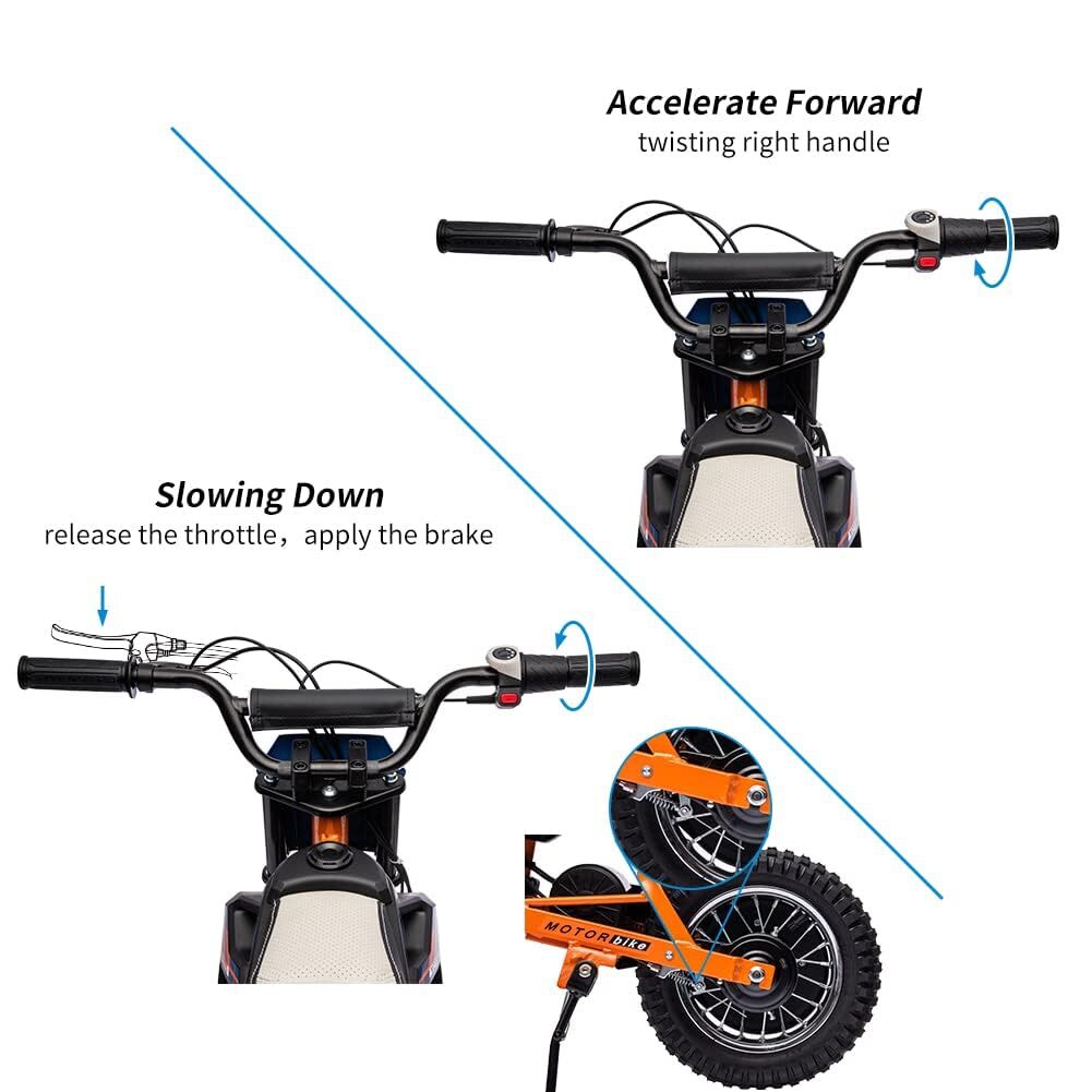 24V Electric Motorcycle for Kids 13.6MPH Fast Speed Motocross Dirt Bike Ride Toy