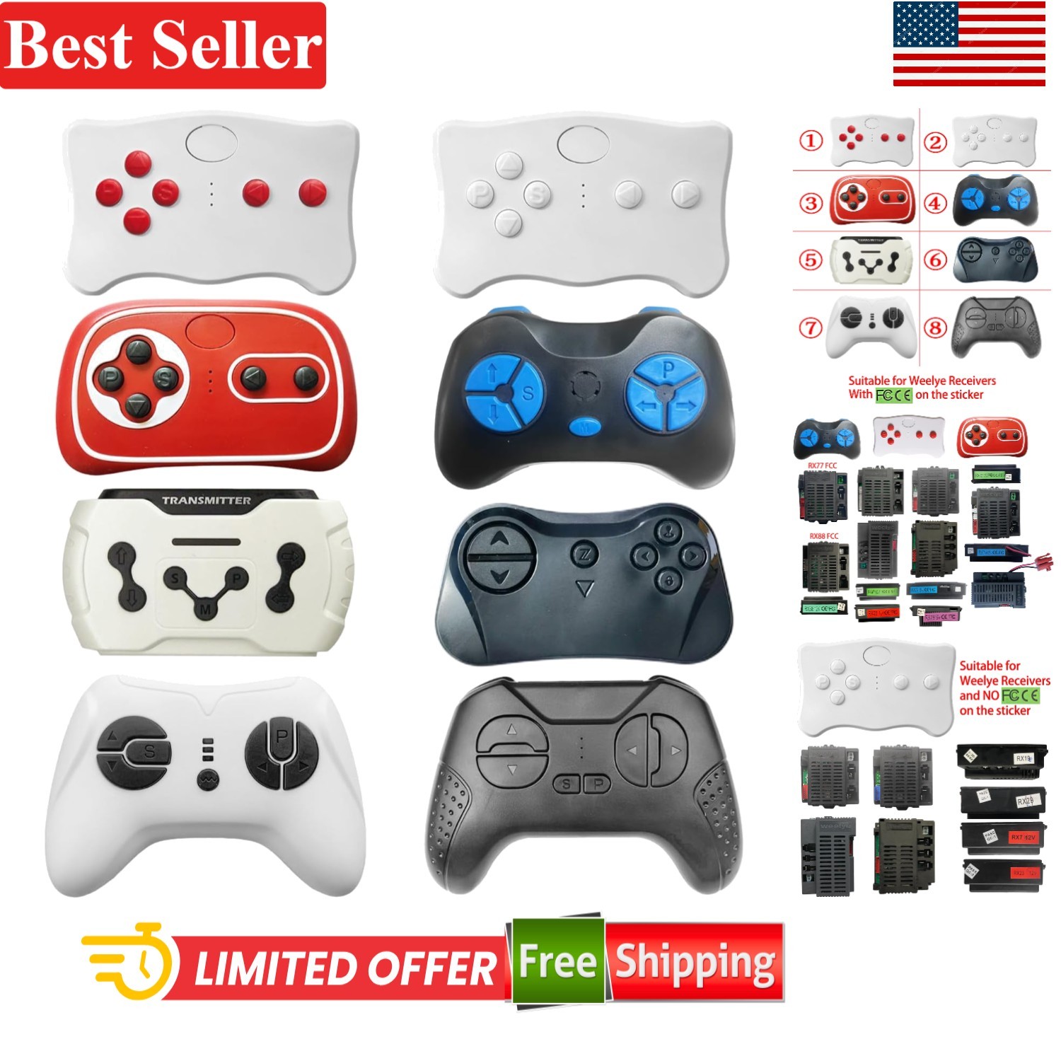 Weelye White Remote Control for Power Wheels – Safe Kids Ride-On Car Accessory