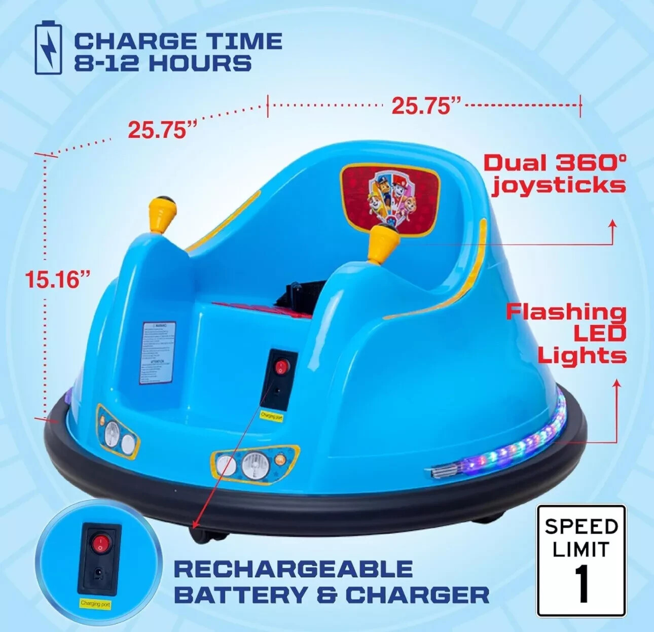 FunPark 6V Bumper Car for Toddlers Kids Bumper Car Electric Toddler Ride