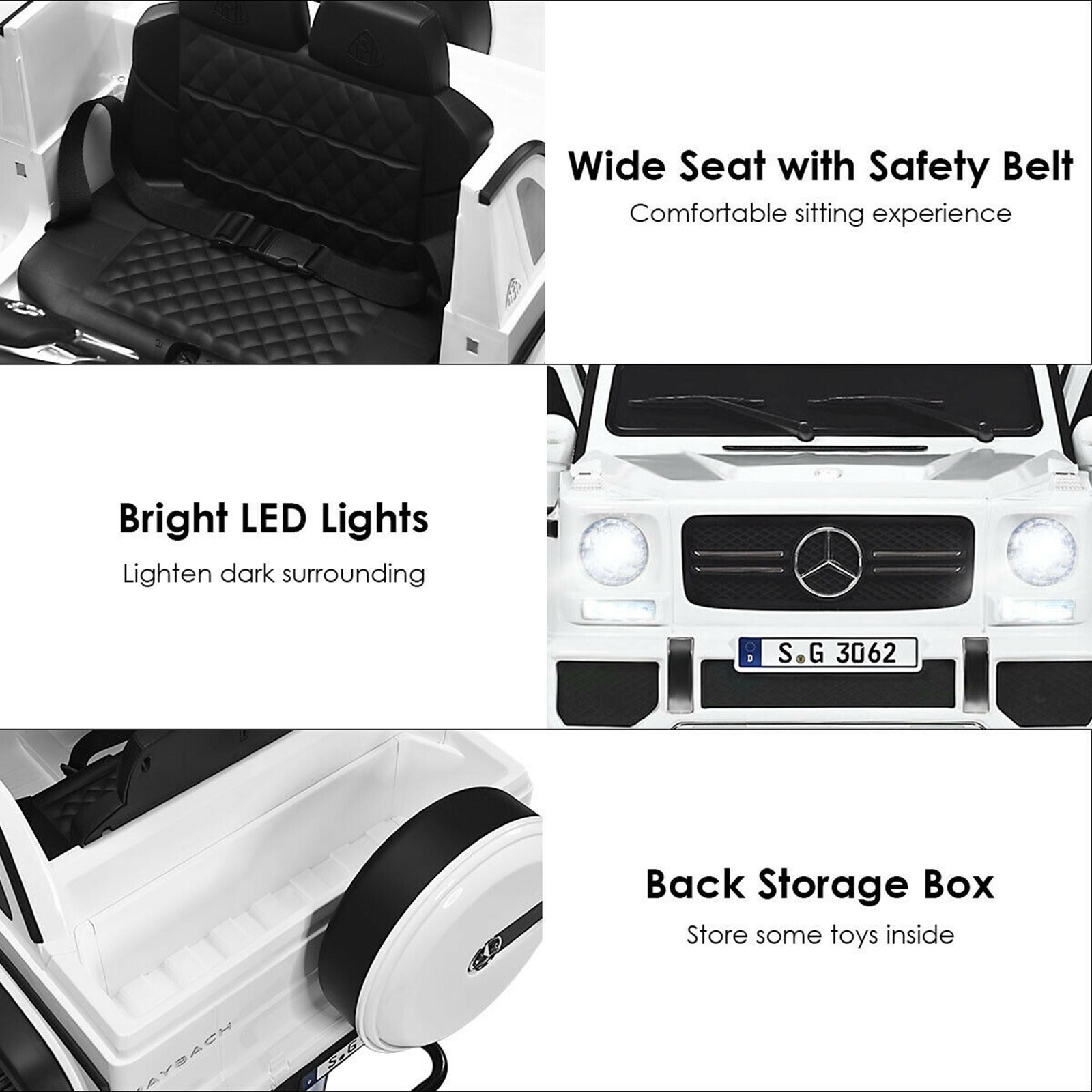 12V Licensed Mercedes-Benz Kids Ride On Car RC Motorized Vehicles w/ Trunk White
