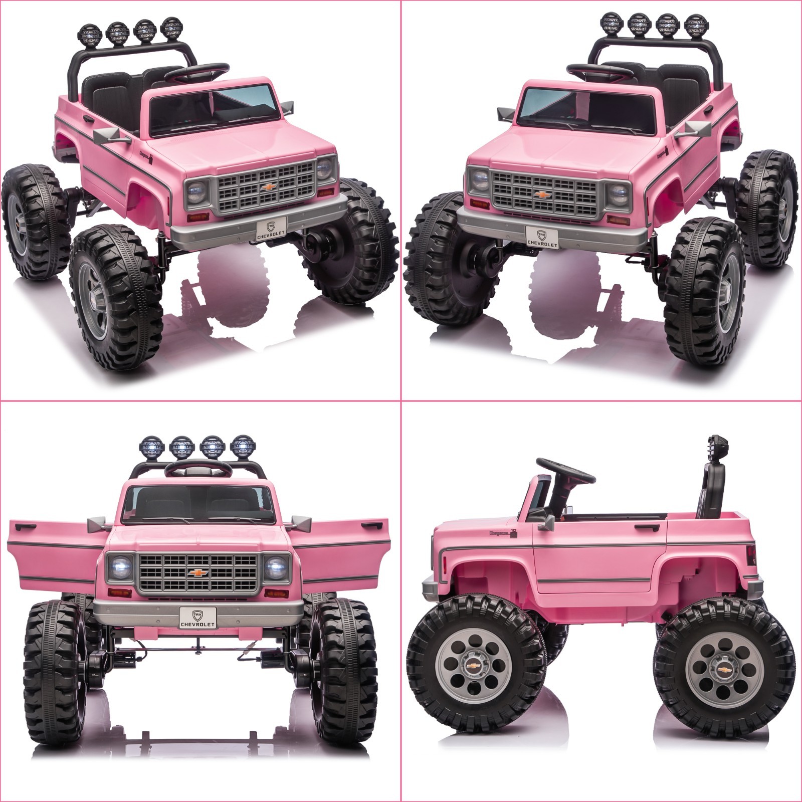 Chevrolet Cheyenne 24V Kids Electric Ride On Truck Remote Bluetooth USB LED Pink