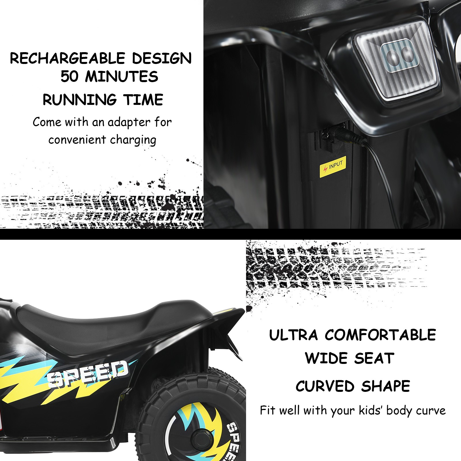 6V Kids Electric Quad ATV 4 Wheels Ride On Toy Toddlers Forward&Reverse Black