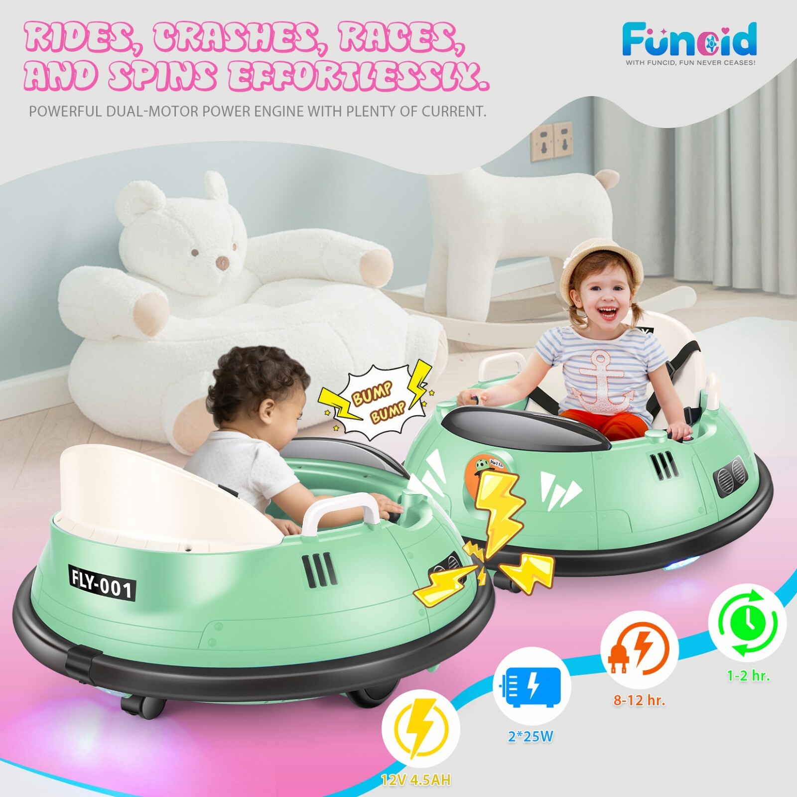 Toddler Bumper Car Electric Bumper Car for Kids w/Remote Control Bumping Gift🔥
