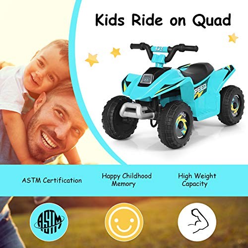 Kids ATV, 6V Battery Powered Electric Quad, Forward/Reverse Switch, Rear Blue