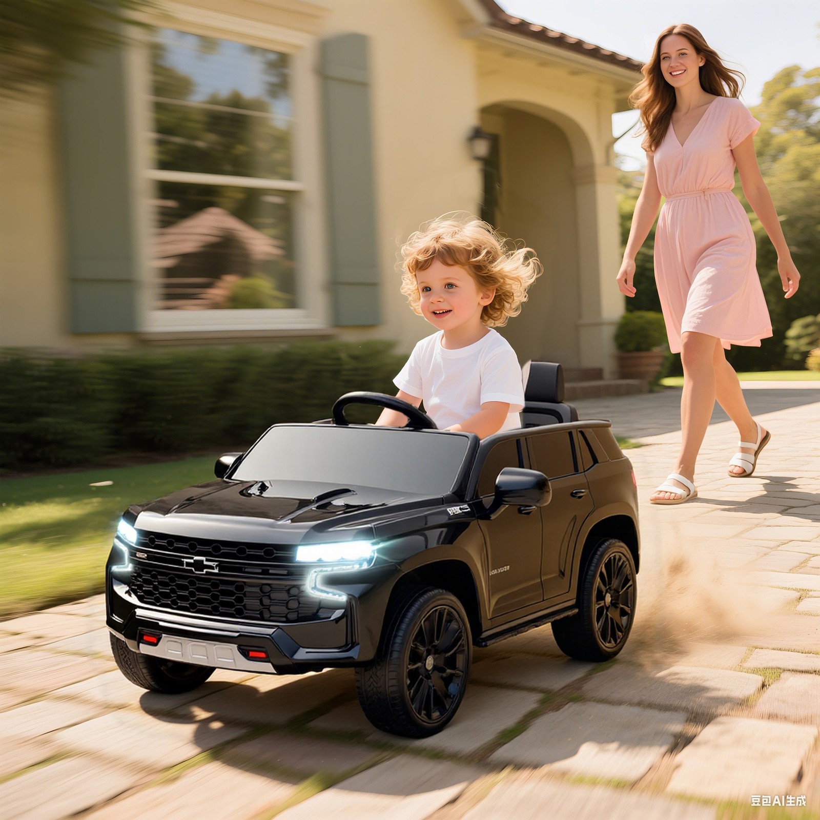 12V Licensed Chevrolet TAHOE Kids Ride-on Toy w/ Music Suspension System Yellow