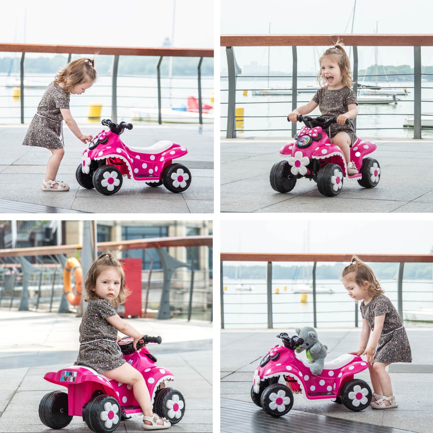 Minnie Mouse 6V Quad Battery Powered Ride-On Car Toy 2MPH Horn Light for Ages 3+