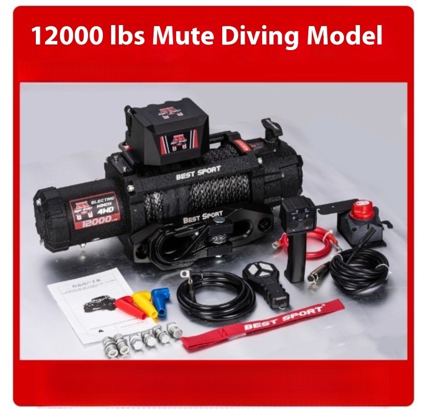 12V Portable Vehicle Self-Rescue Electric Silent Integrated Winch 13,500 Lbs