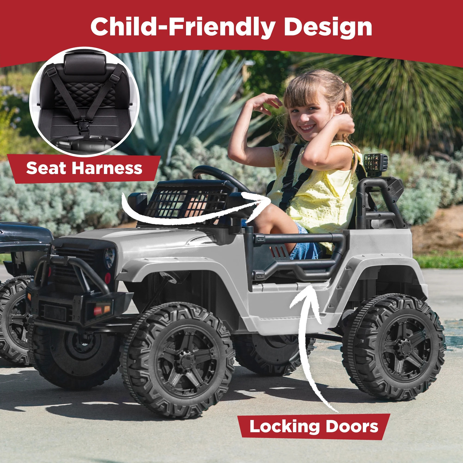 12V Kids Ride on Truck Car W/ Parent Remote Control, Spring Suspension, LED Ligh