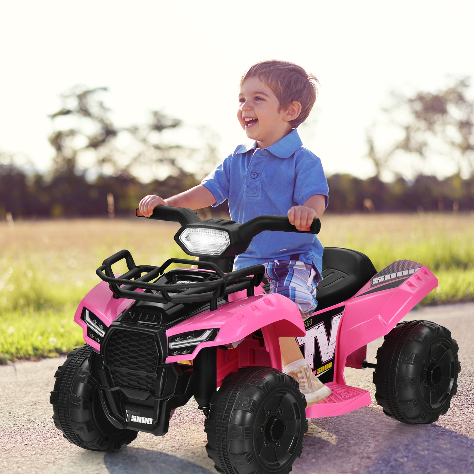 6V 4 Wheels ATV Quad Ride On Car Kids Ride-On Toy w/ Music Horn LED Light Pink