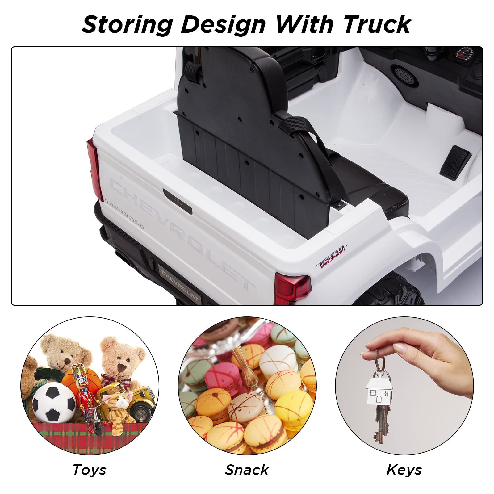 24V Ride On Car Licensed Chevrolet Silverado 2-Seater Electric Truck Kids Toy