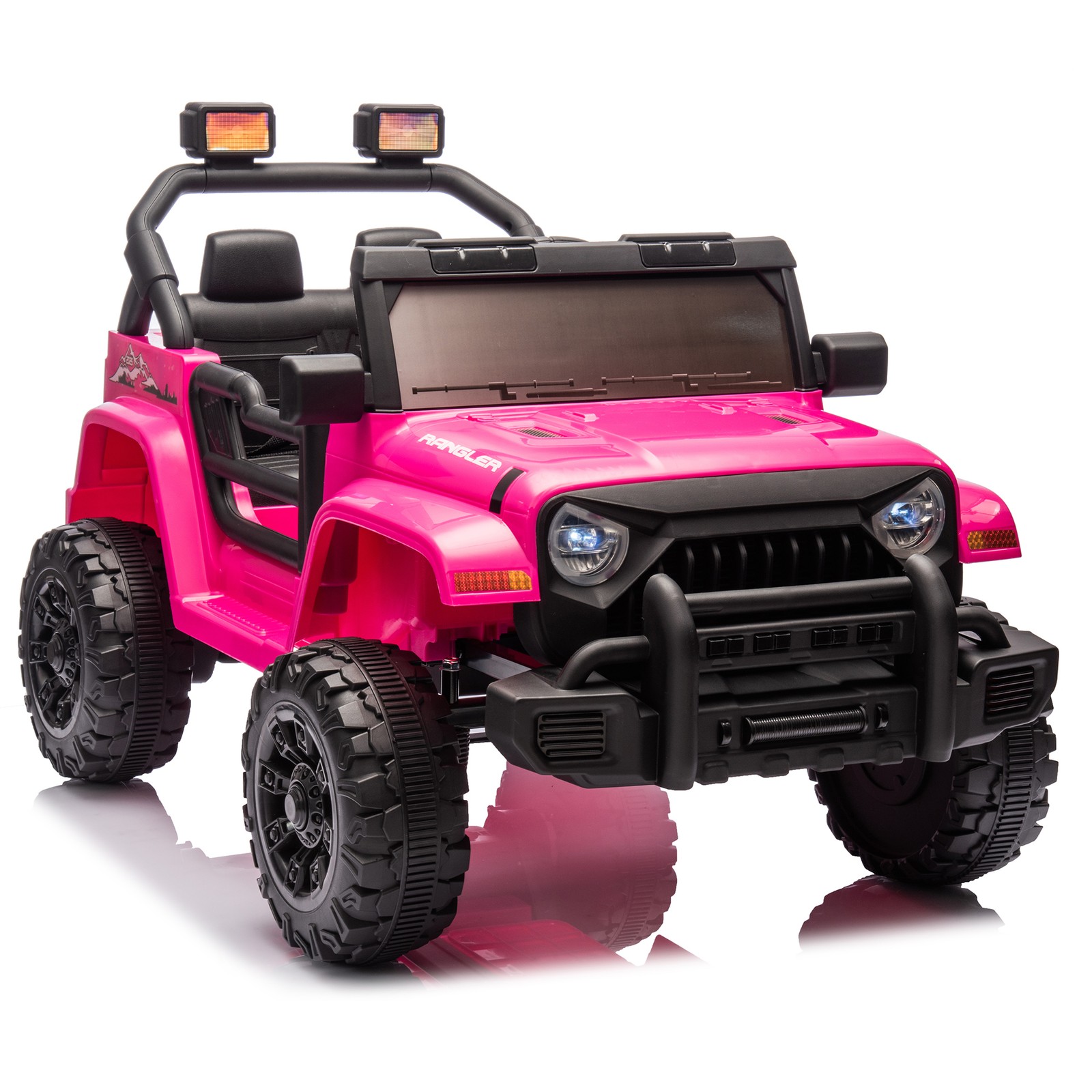 12V Kids Ride On Car Dual Drive 4 wheel With Bluetooth USB for Kids 2-4 Pink