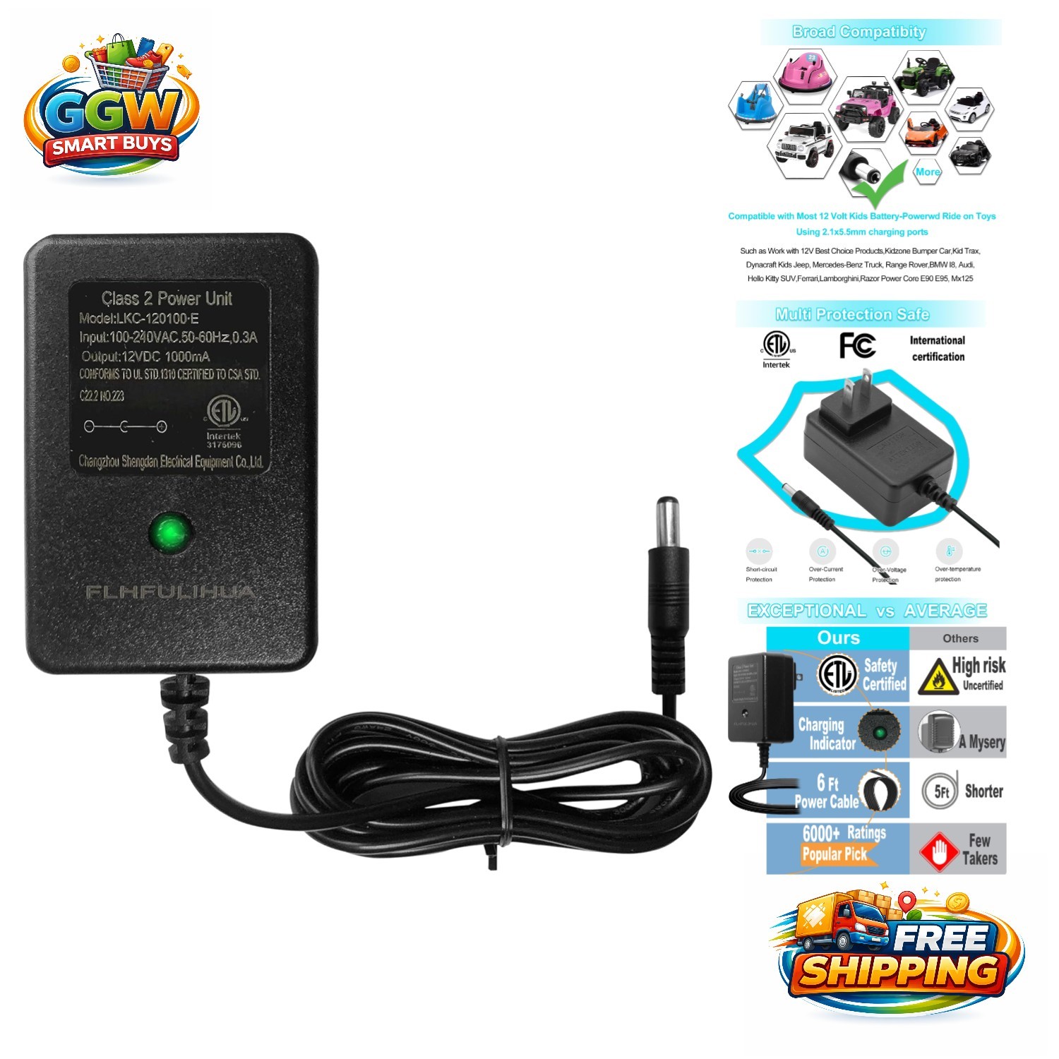 Eco-Friendly Universal 12V Charger for Kid Trax, Ferrari & More – Safe & Fast