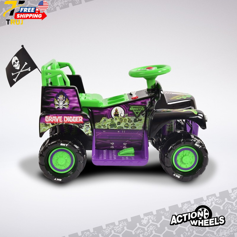 6V Grave Digger Ride on Car Monster Truck Monster Jam Graphics for Boys & Girls