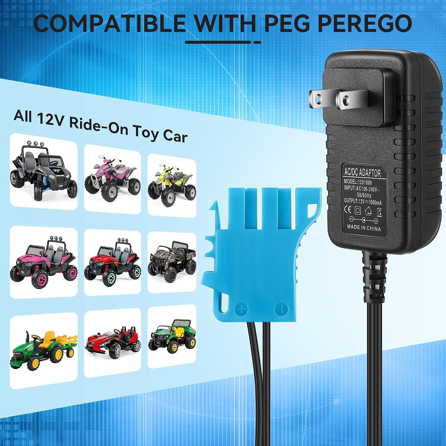 Reliable 12V Ride-On Toy Charger – Efficient LED Indicator & Safety Features