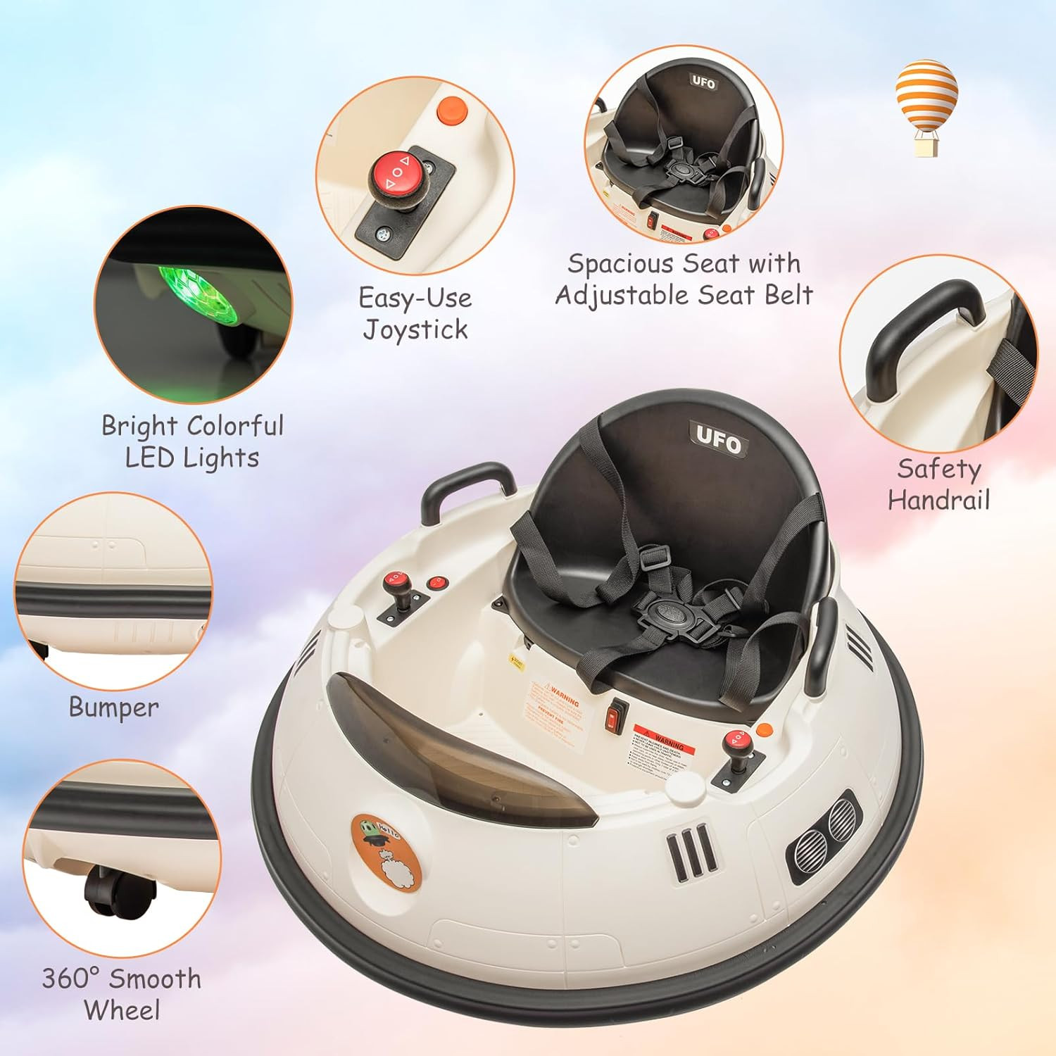 Ride on Bumper Car, 12V Electric Toddlers Car with Remote Control, Safety Belt,
