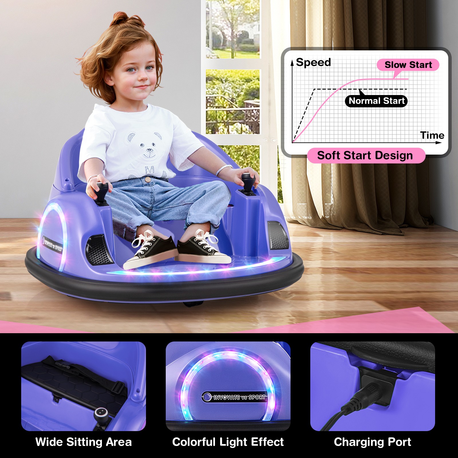 12V Electric 360° Spin Car Toy Ride on Bumper Car for Toddlers w/ Remote Control