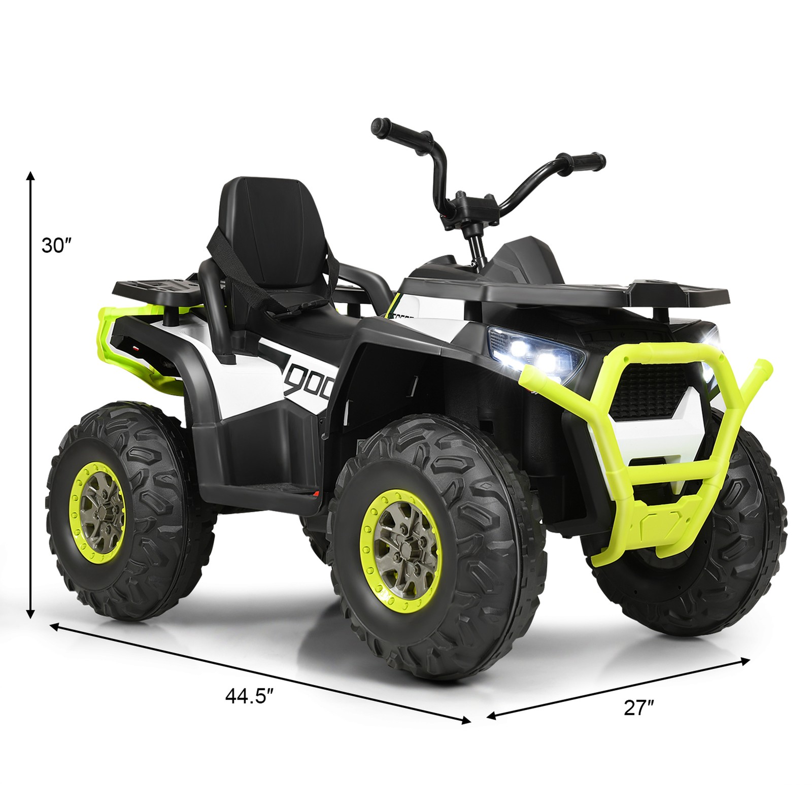 12V Electric Kids Ride On Car ATV 4-Wheeler Quad w/ LED Light White