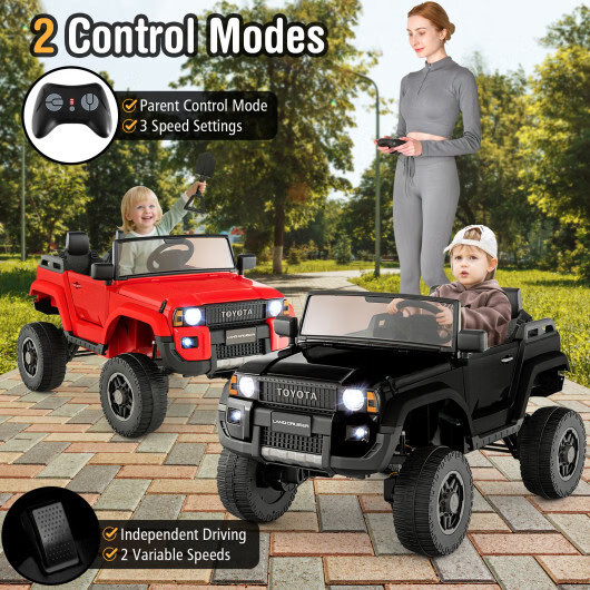 24V 2-Seater Kids Ride On Car 4WD/2WD Switchable w/ Remote Control – Black