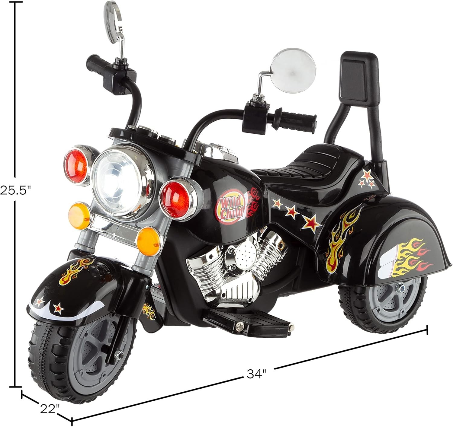 Stylish Black Kids Ride-On Motorcycle with Headlights & Forward/Reverse Action