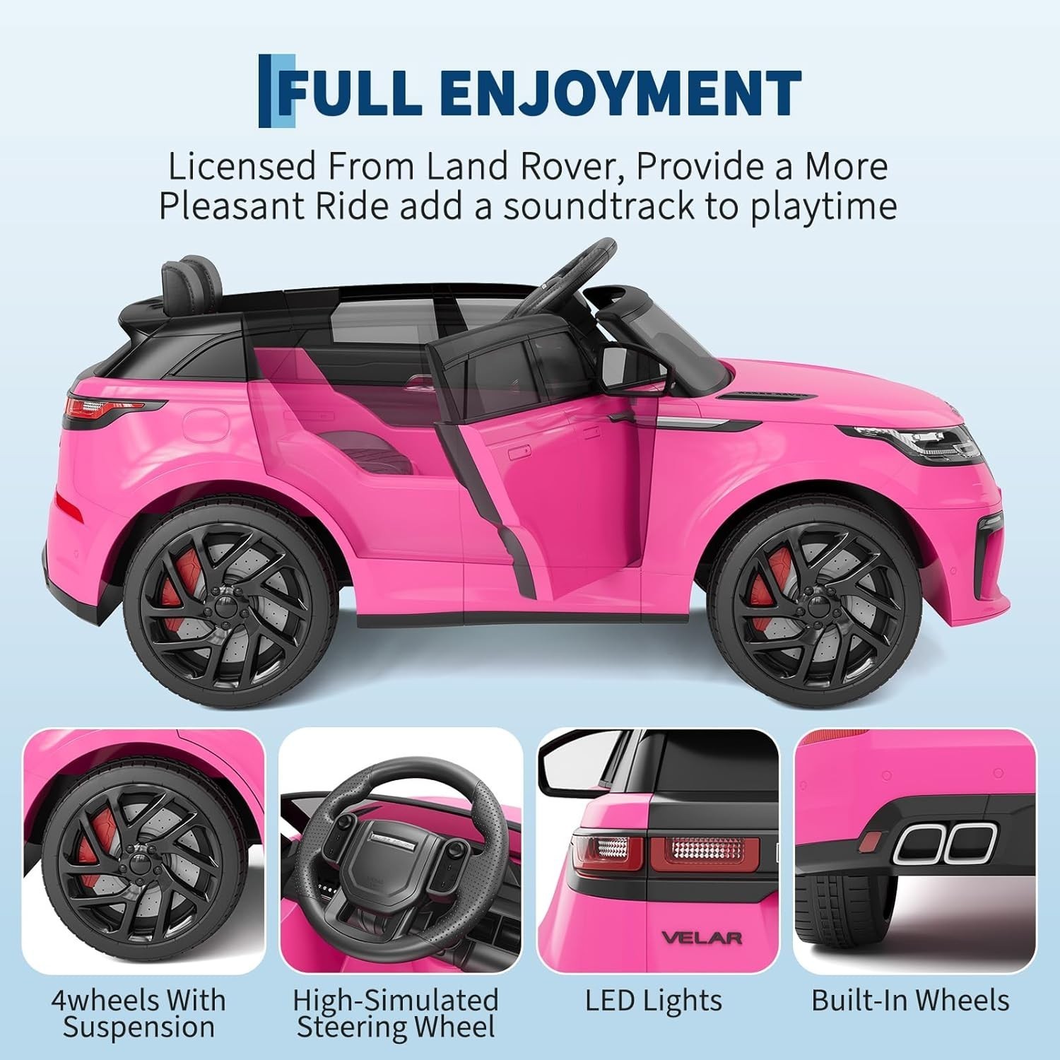 12V Kids Ride On Car Electric Ride On Toys w/ Remote LED Light Mp3 Player Pink