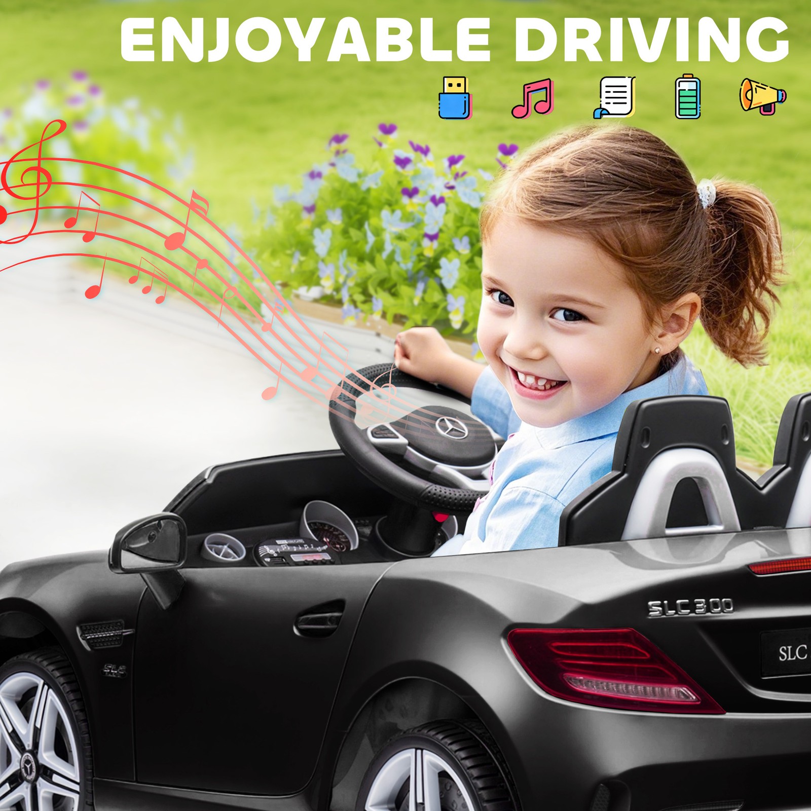 12V Ride On Toy Car for Kids with Remote Control, Black