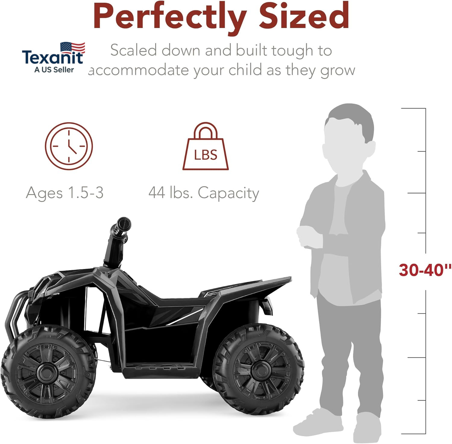 6V Kids Ride on Toy, 4-Wheeler Quad ATV Play Car W/ 1.8MPH Max Speed, Treaded Ti