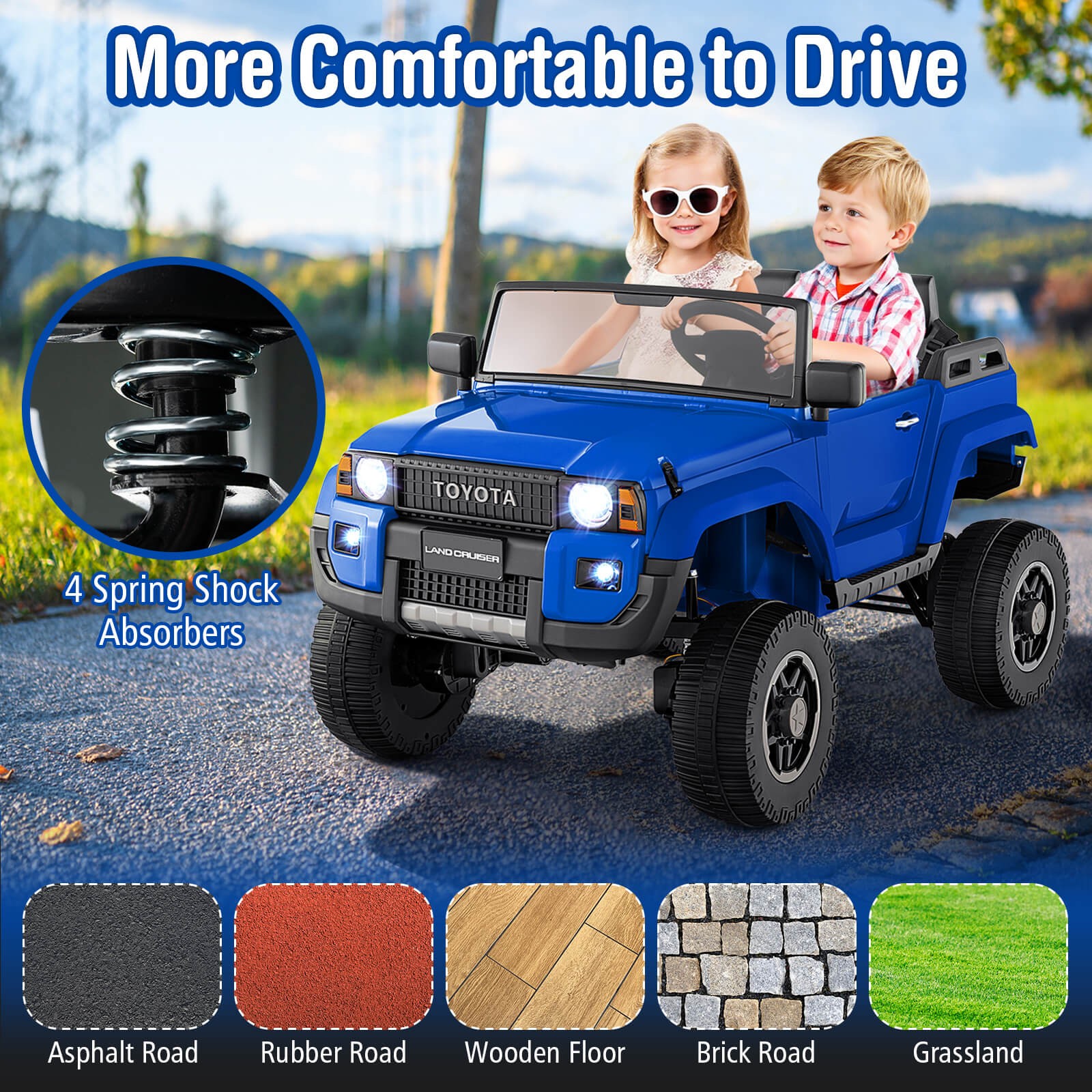24V 2 Seater Ride on Car for Kids Licensed Toyota LC250 Ride on Truck w/Remote