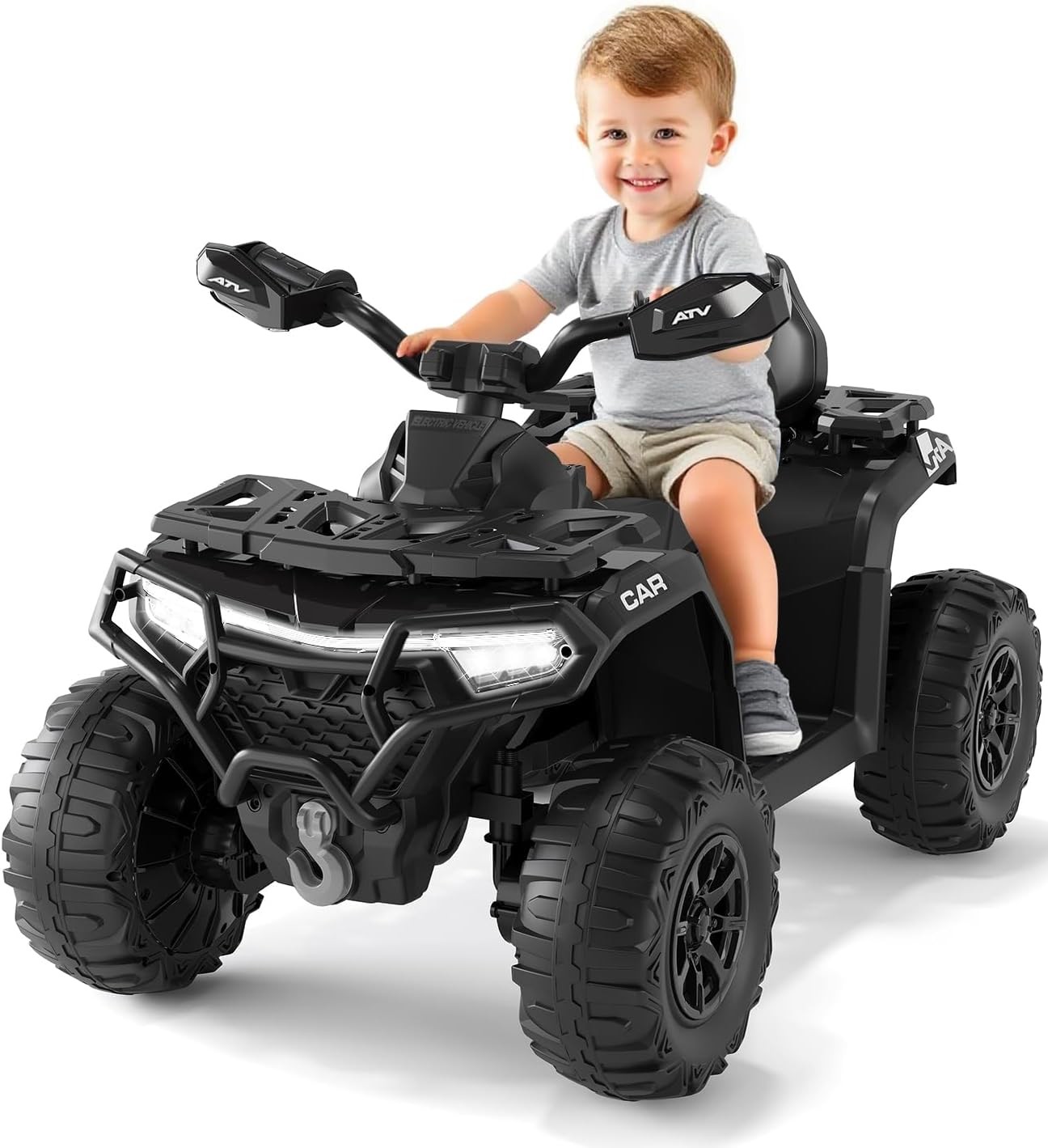 12V Kids 4 Wheeler ATV Quad Car Off-road Ride on Toy w/ LED MP3 Bluetooth Black