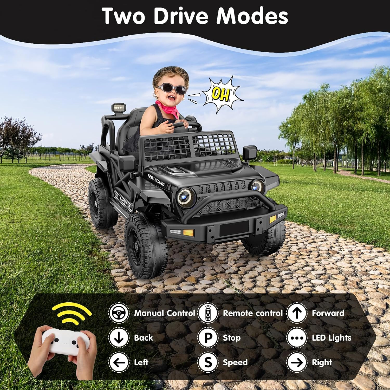 Ride on Car for Toddlers 1-3, 12V 7Ah Powered Electric Car with Remote Control,