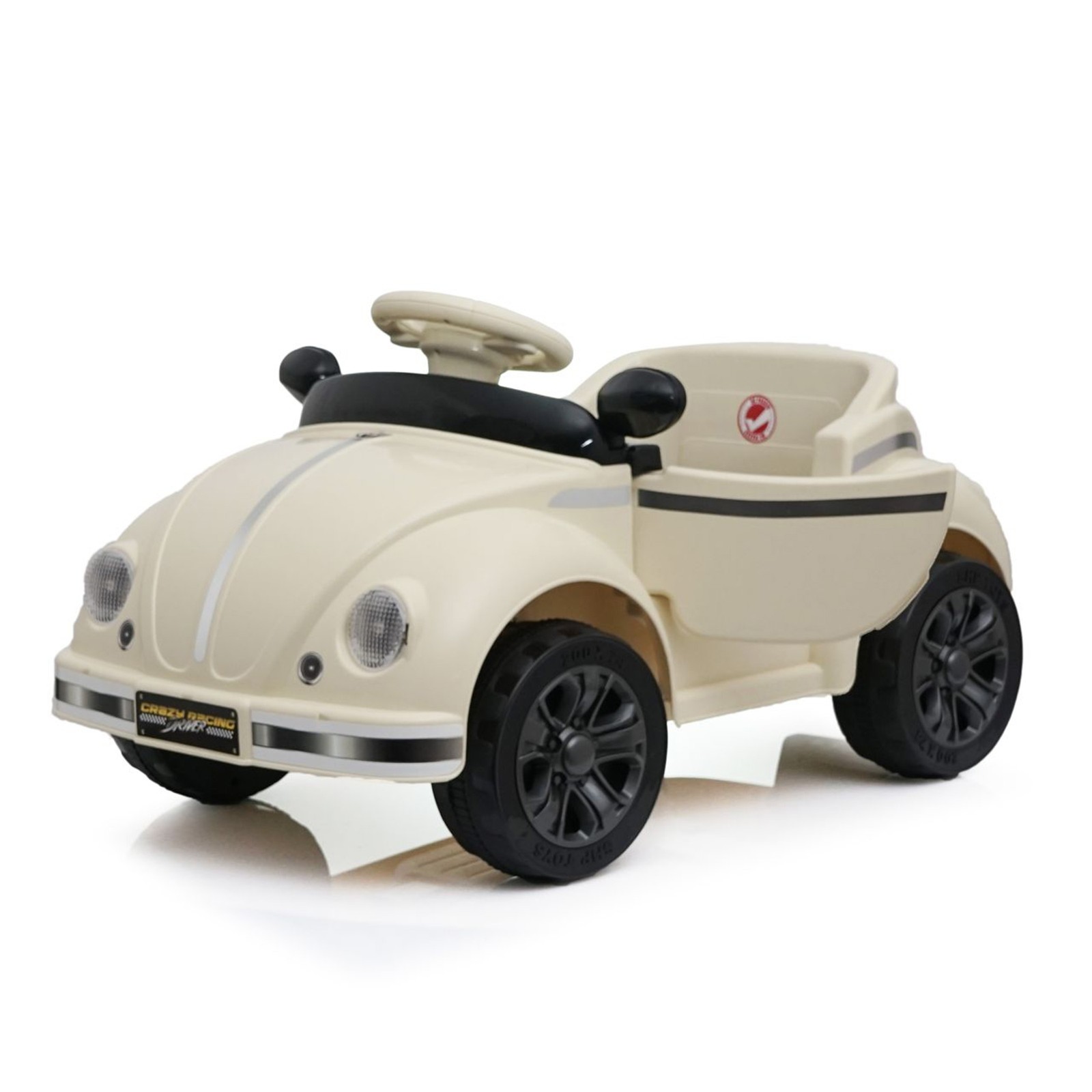 12V Kids Ride On Car Wheel LED USB & Bluetooth Suitable for Kids Aged 2-4 Beige