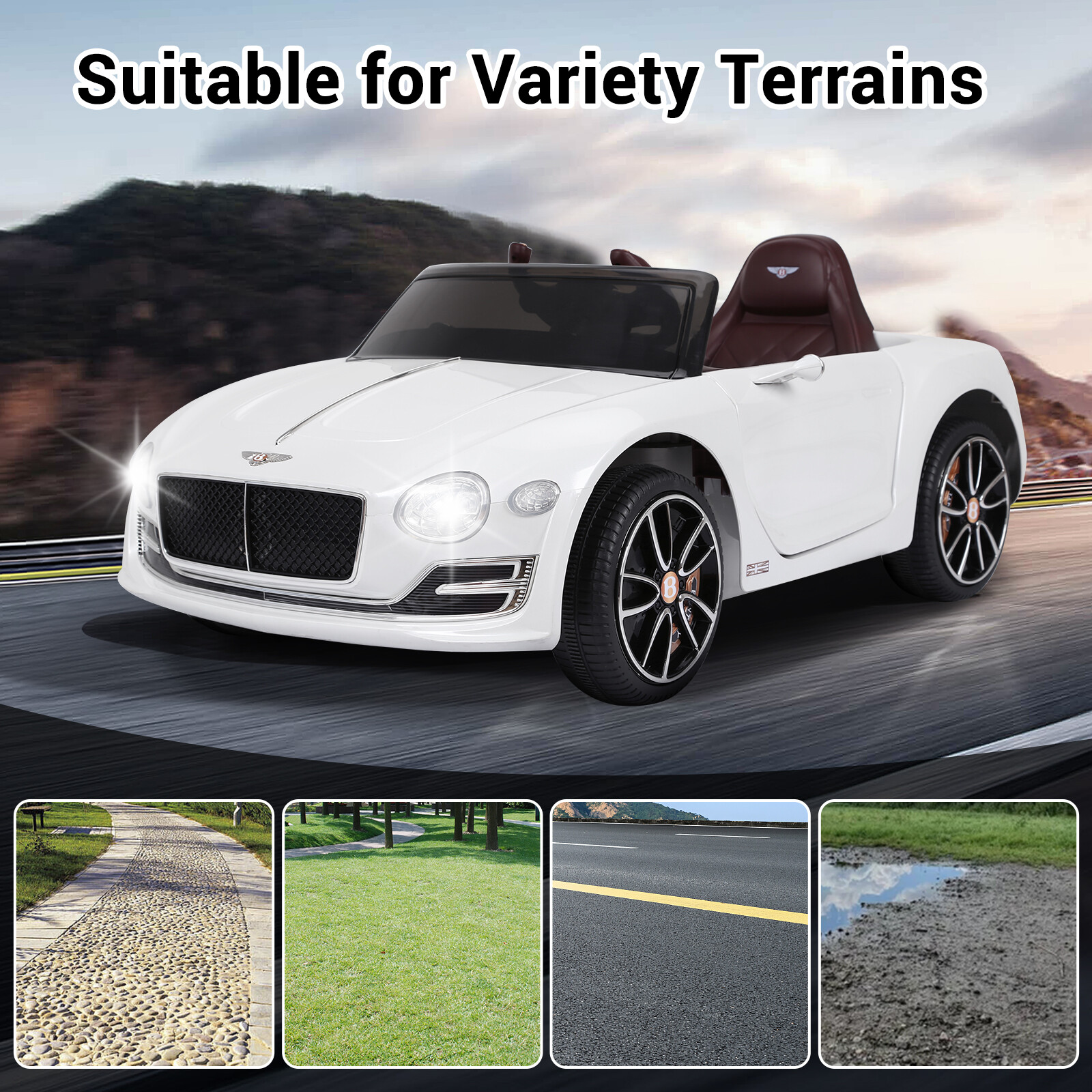 12V Kids Ride on car LICENSED Bentley Style Car Vehicle Toys Remote Xmas Gifts