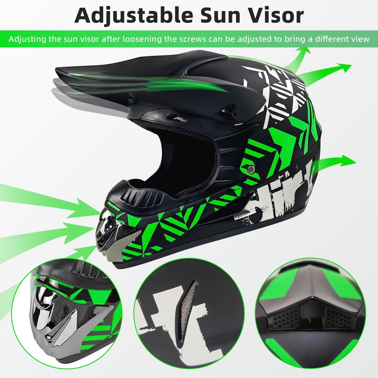 Youth Dirt Bike Helmets Fashion Kids Children Motocross, Motorcycle, BMX, ATV…