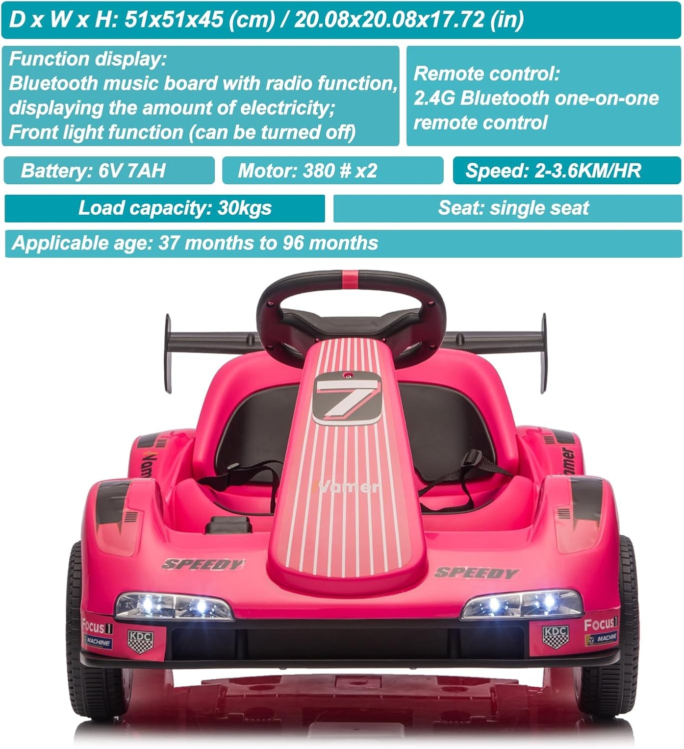 6v Electric Racer Go Kart for Kids with 2.4g Remote Control Ride on Toy for Kids