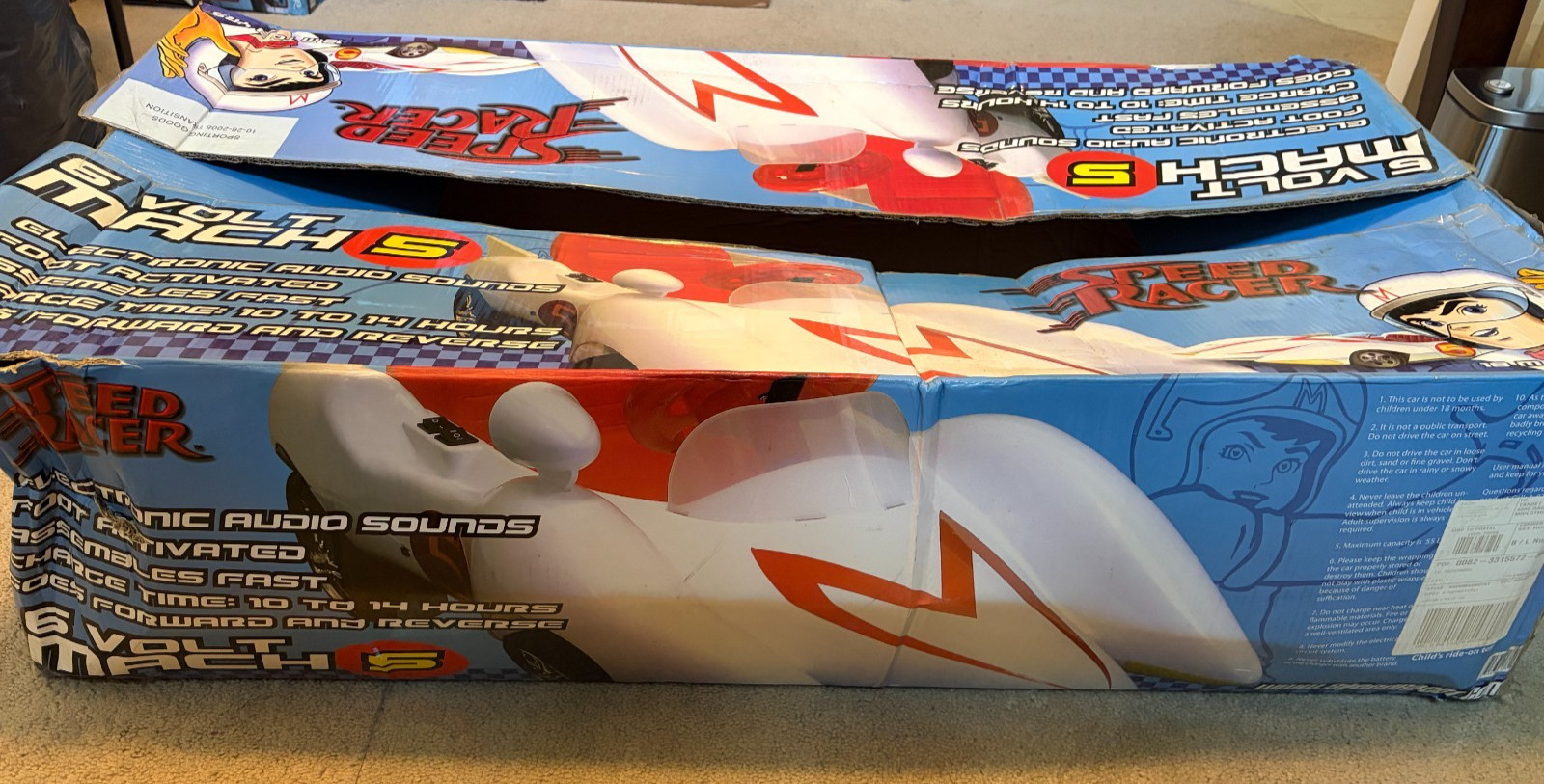 Speed Racer MACH 5, 6 volt WITH BOX electric ride on car new battery 2008 works!