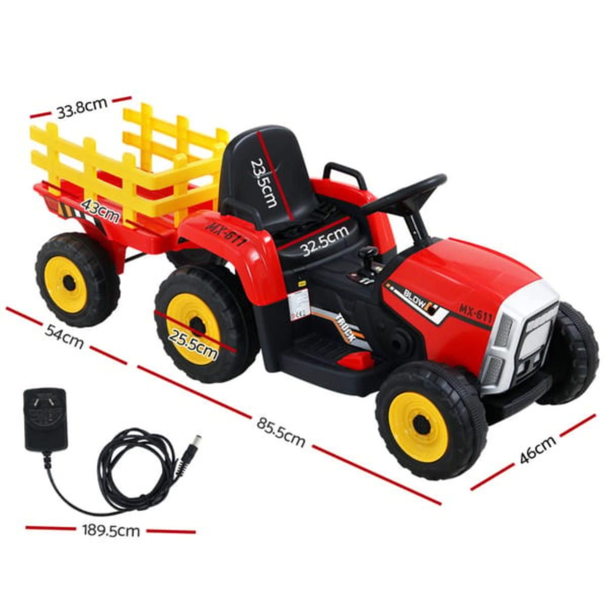 12V Battery Powered Kids Ride On Tractor Red Electric Toy Vehicle
