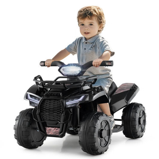 6V Kids ATV Quad Electric Ride On Car with LED Light and MP3-Solid Black – Color