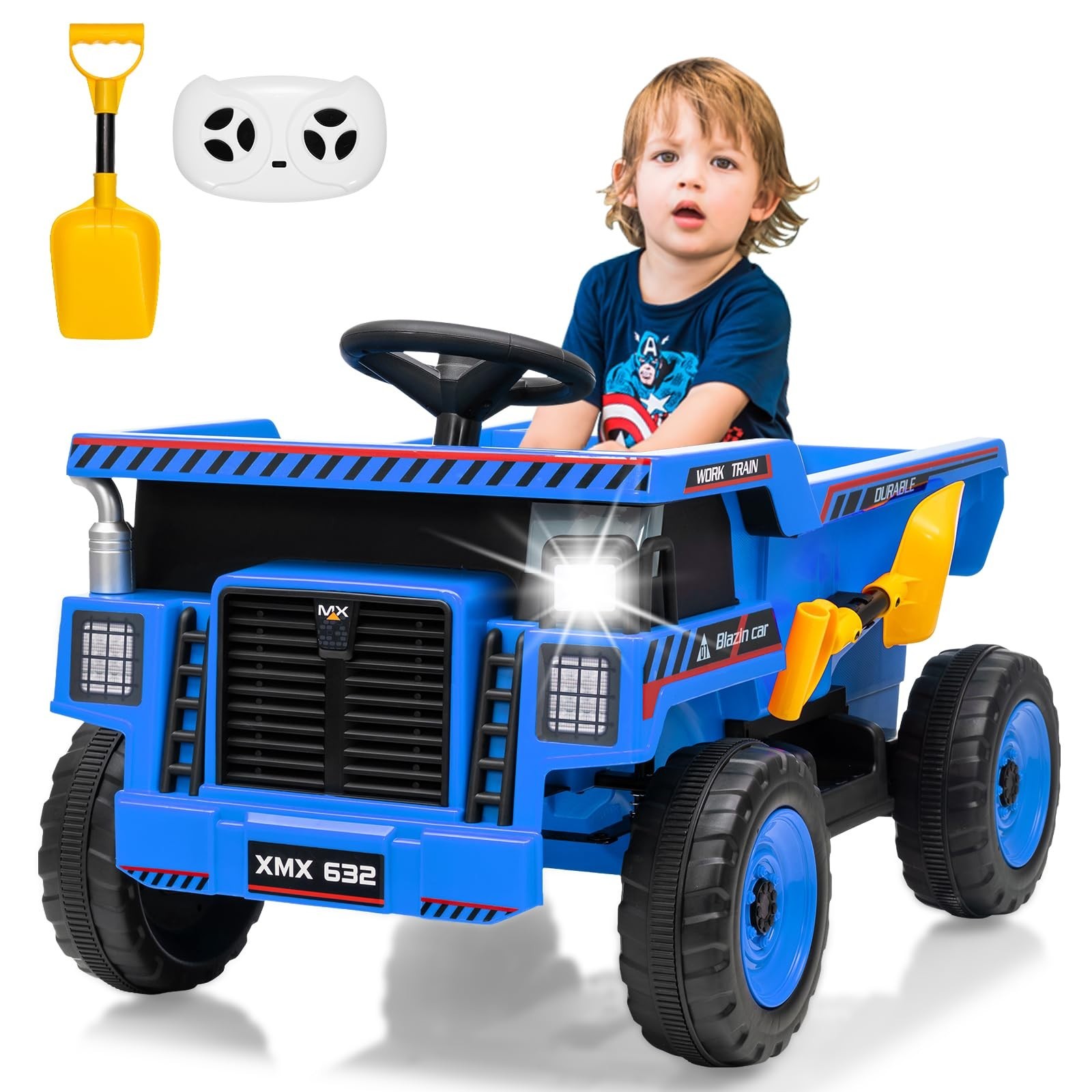 12V Kids Ride On Dump Truck With Remote Control & Shovel Electric Ride On Toy
