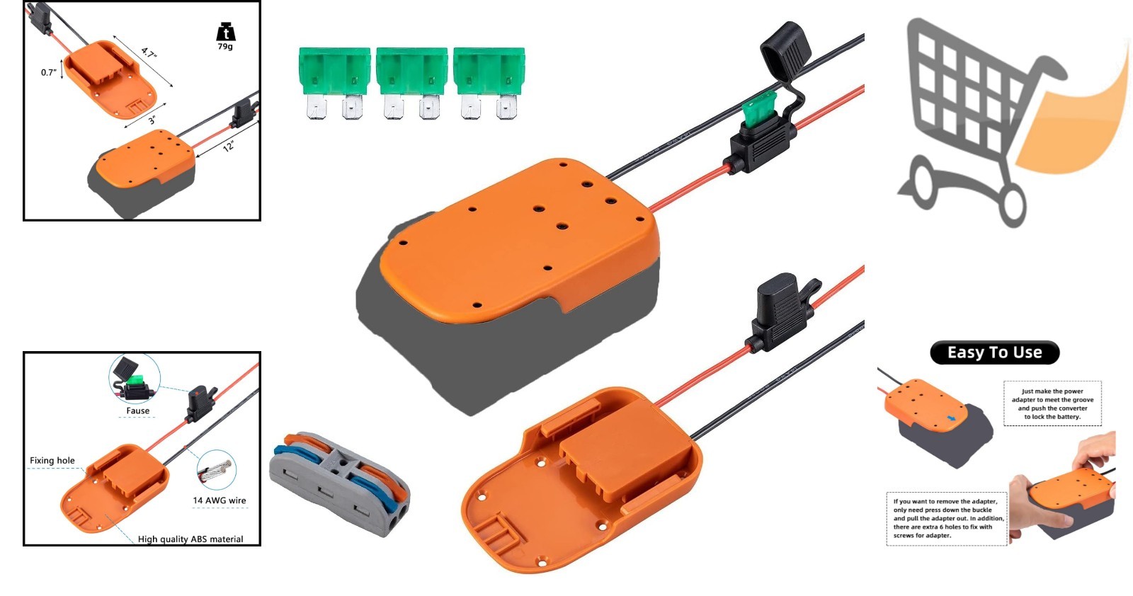 Power Wheels Battery Adapter 18V Li-ion, 14 Gauge Wire, Fuse, DIY & Robotics