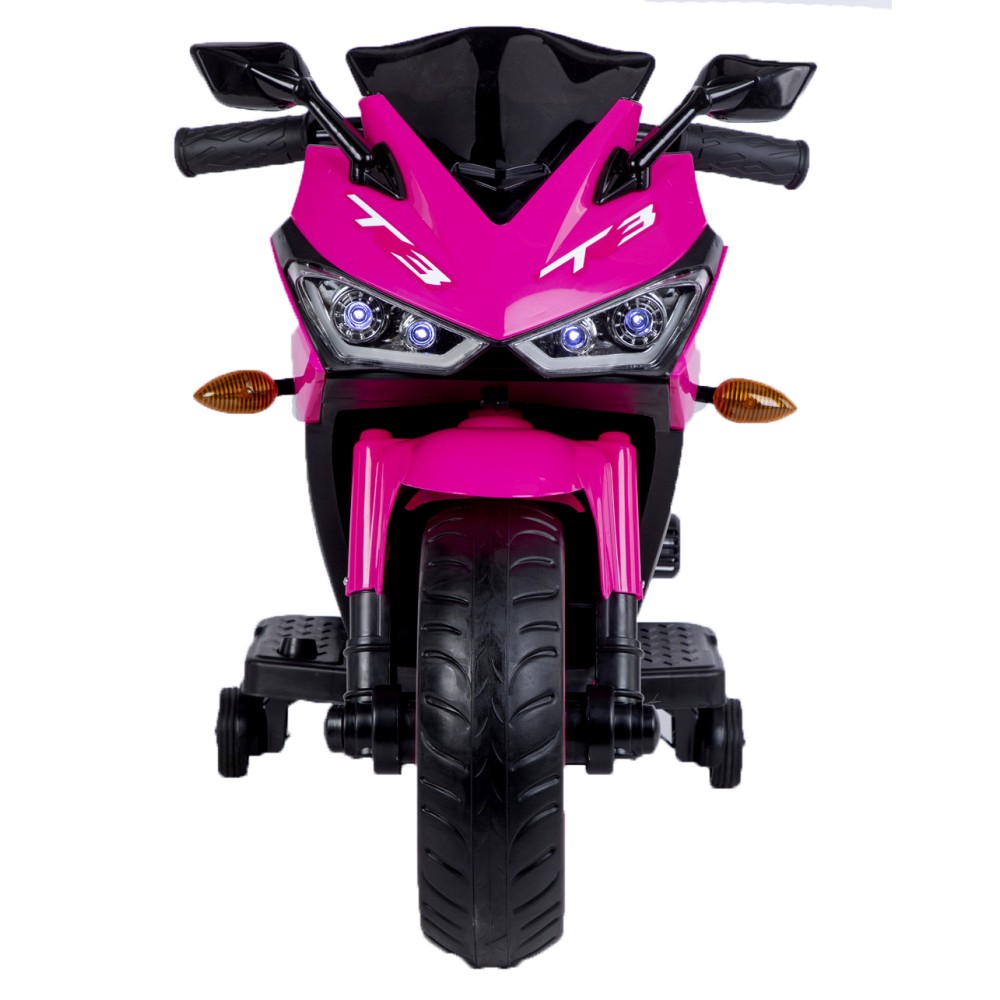Light Up Wheels 12V Kids Ride On Motorcycle with Training Wheels & Hand Control
