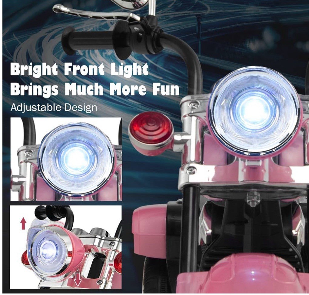 3 Wheel Kids Ride On Motorcycle 6V Battery Powered Electric Toy Chopper Trike